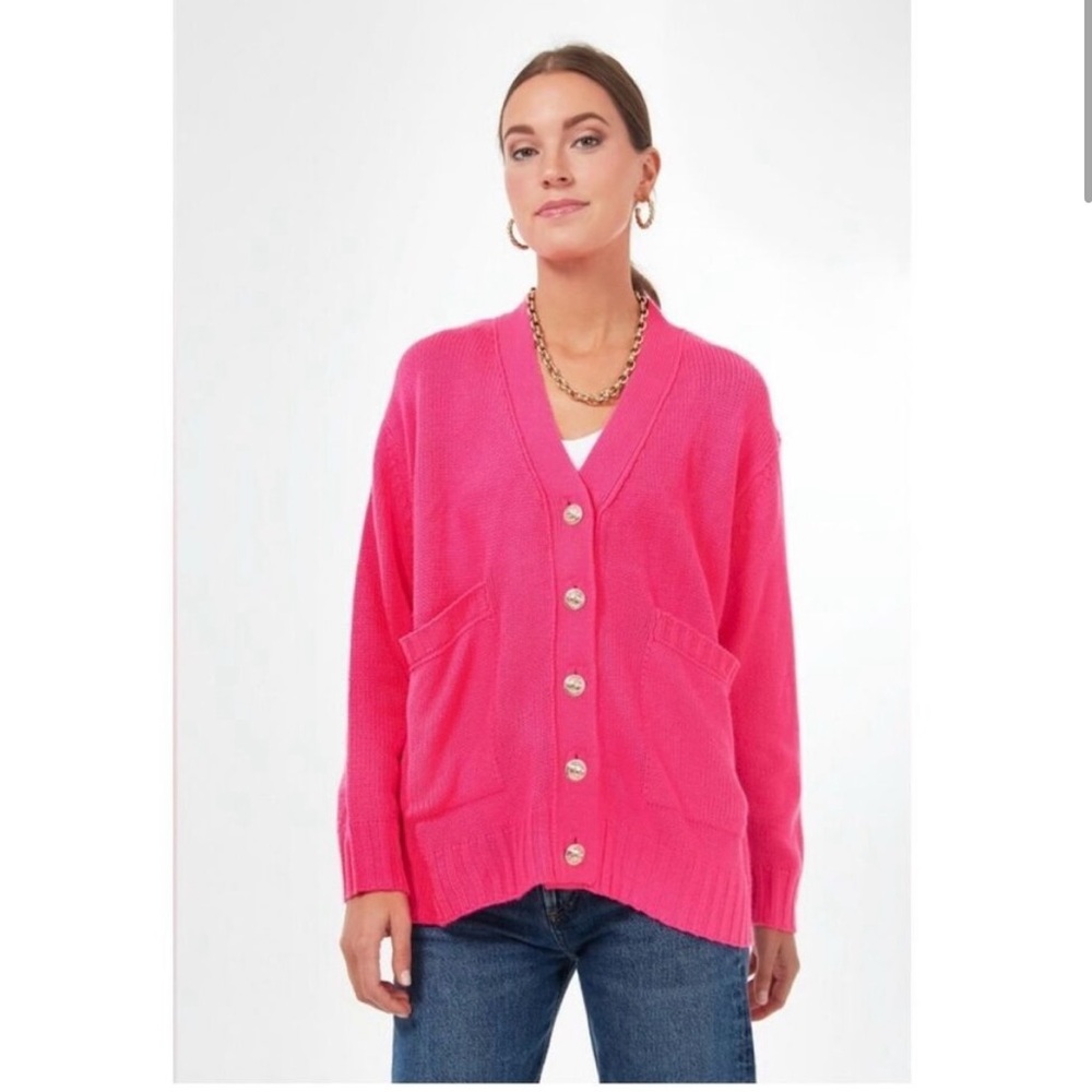 Tuckernuck Pomander place Sloane Cardigan in hot pink